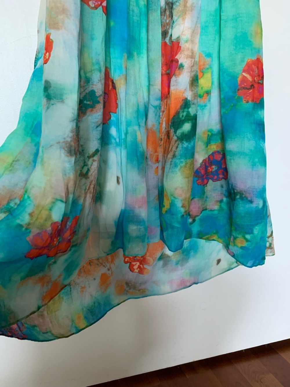 EP Multicolor Beaded Floral Sleeveless Silk Midi Dress Round Neck Size S - Picture 7 of 10